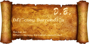 Décsey Barnabás névjegykártya