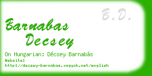 barnabas decsey business card